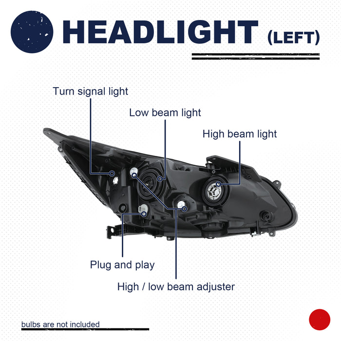 PENSUN Driver LH Left Headlight Headlamp LED DRL For 2016 2017 Honda Accord Sedan 4Dr