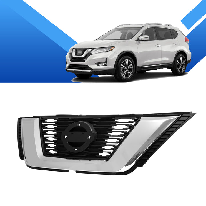 PENSUN Front Grille Grill Fit for 2017 2018 Nissan Rogue / Chrome & Black