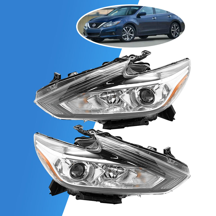 PENSUN Headlights Assembly Fit for 2016 2017 2018 Nissan Altima Replacement Headlamp Chrome Housing