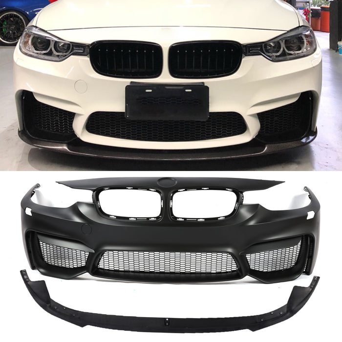 PENSUN M3 Refitted Style Front Bumper Cover Kit Front Lip W/O PDC and Fog Lights Holes Fit for 2012-2018 BMW F30 F31 3 Series Sedan Wagon