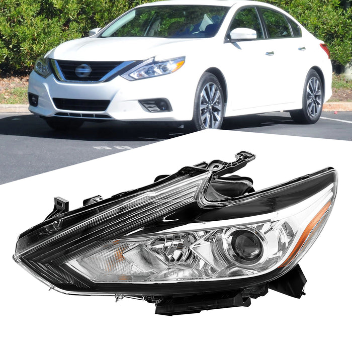 PENSUN Headlights Assembly Fit for 2016 2017 2018 Nissan Altima Replacement Headlamp Chrome Housing