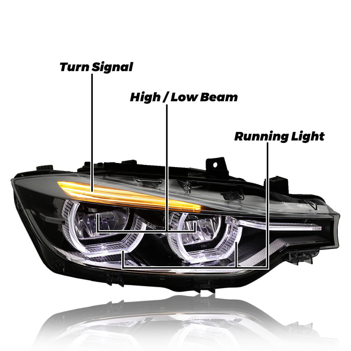 PENSUN LED Headlights Assembly Fit for 2013-2015 BMW F30/F35 3-Series Sedan