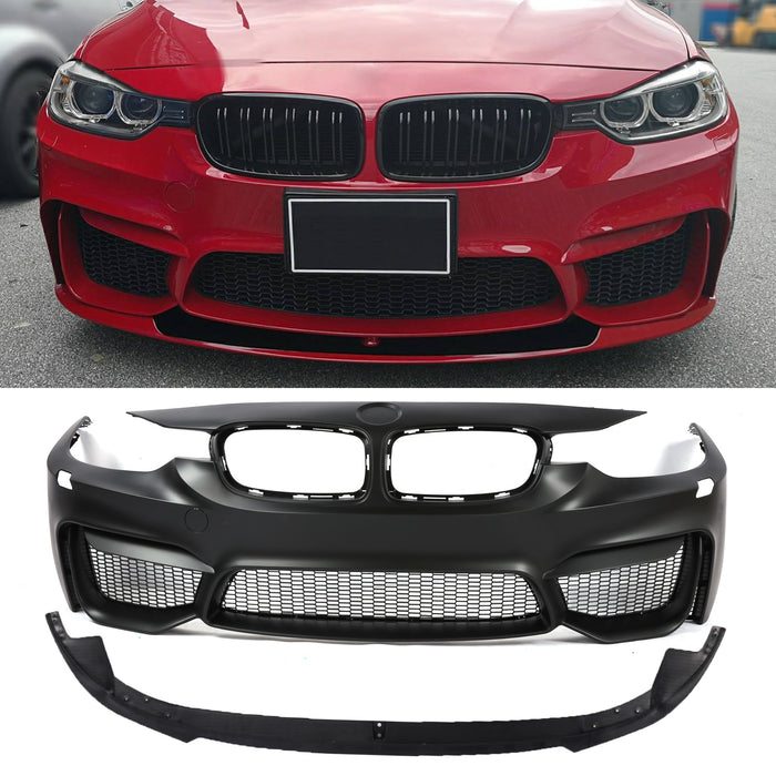 PENSUN M3 Refitted Style Front Bumper Cover Kit Front Lip W/O PDC and Fog Lights Holes Fit for 2012-2018 BMW F30 F31 3 Series Sedan Wagon