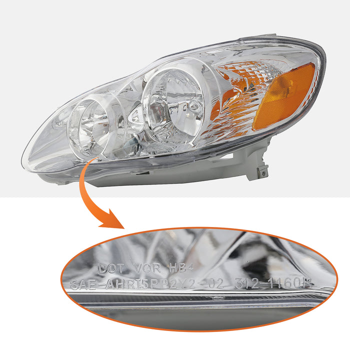 PENSUN Headlights Assembly Fit for 2003-2008 Toyota Corolla CE LE Replacement Chrome Housing