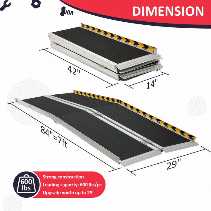 PENSUN Wheelchair Ramp, Threshold Ramps, Non-Skid Portable Foldable Wheelchair Ramps for Steps, Lightweight with Handle, for Home, Stairs, Doorways, Curbs / 600lbs Capacity