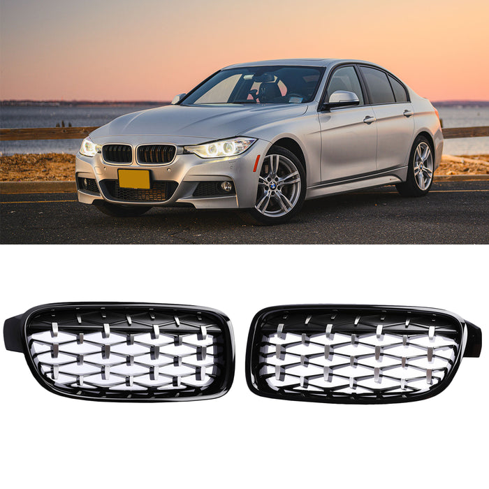 PENSUN Front Kidney ABS Grill Grille Guards For 2012-2018 BMW 3-Series F30 F31 F35 328i 335i / Glossy Black