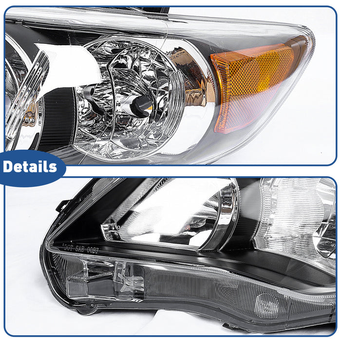 PENSUN Headlights Assembly Fit for 2011 2012 2013 Toyota Corolla S XRS Replacement Chrome Housing