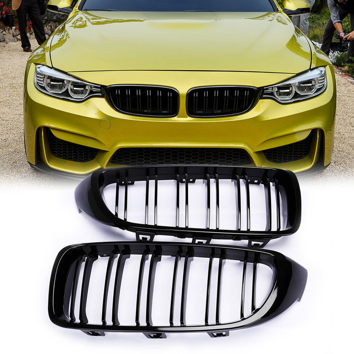 PENSUN Kidney Grilles Grill For BMW 4 Series F32 F33 F36 F82 F80 Double Slat / Gloss Black