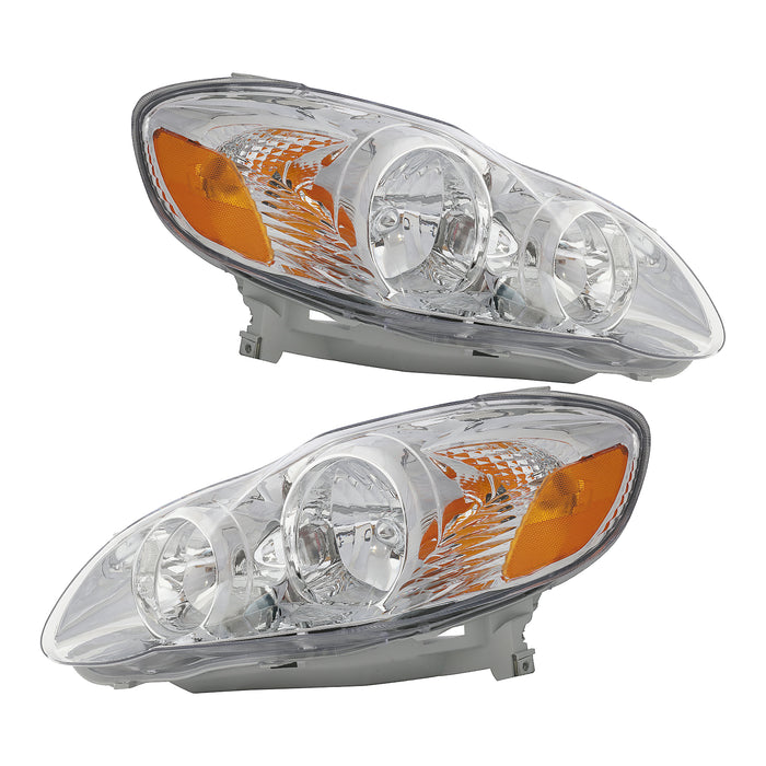 PENSUN Headlights Assembly Fit for 2003-2008 Toyota Corolla CE LE Replacement Chrome Housing