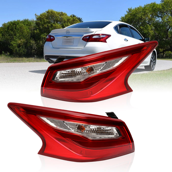 PENSUN Tail Lights Assembly Fit For 2016-2018 Nissan Altima, Red Tail Lamp with Bulb