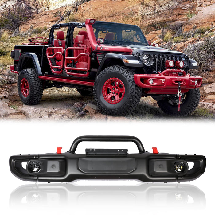 PENSUN Front Bumper Kit W/winch W/O Parking Sensors Fit for 2020-2023 Jeep Gladiator JT