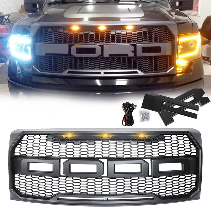 PENSUN Upper Hood Grill Raptor Style Grille Fit For2009-2014 Ford F150 F-150