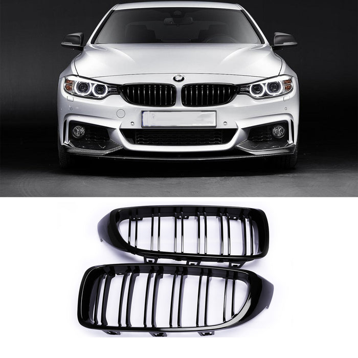 PENSUN Kidney Grilles Grill For BMW 4 Series F32 F33 F36 F82 F80 Double Slat / Gloss Black