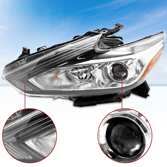 PENSUN Headlights Assembly Fit for 2016 2017 2018 Nissan Altima Replacement Headlamp Chrome Housing