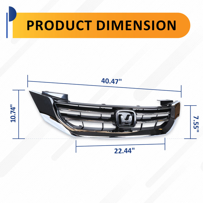 PENSUN Chrome Front Grille Hood Grill Replacement Fit For Honda Accord 4 Door Sedan 2013 2014 2015 HO1200214 71121T2FA01 5519311Q 5519311