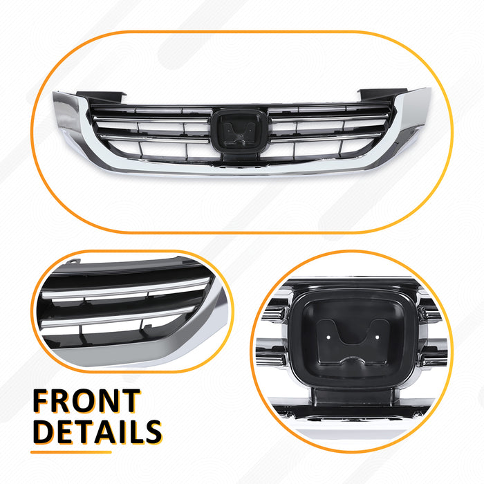 PENSUN Chrome Front Grille Hood Grill Replacement Fit For Honda Accord 4 Door Sedan 2013 2014 2015 HO1200214 71121T2FA01 5519311Q 5519311