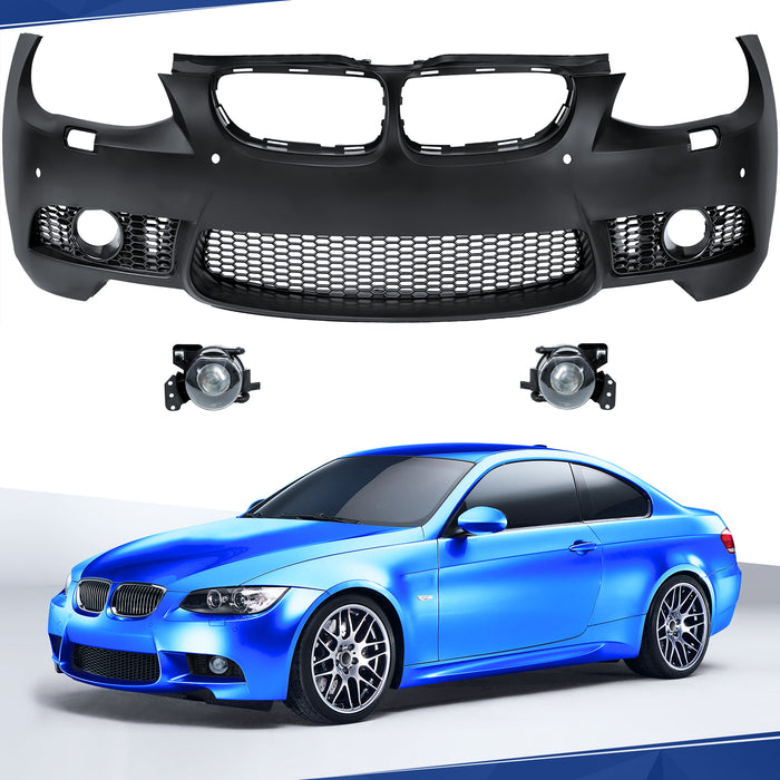 PENSUN M3 Style Front Bumper Kit W/Fog Lights W/PDC Fit for 2011-2019 BMW E92 E93 3-Series 335