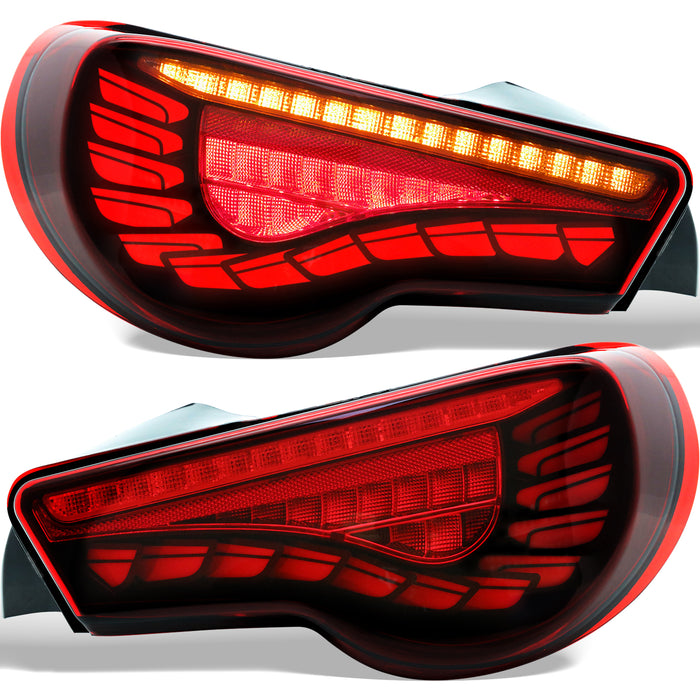 PENSUN Red LED Tail Lights Assembly Rear Lamps Fit For 2012-2020 Toyota 86/2013-2020 Subaru BRZ / 2013-2020 Scion FRS With Running Lights and Sequential Turn Signal Lights