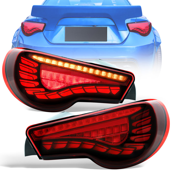 PENSUN Red LED Tail Lights Assembly Rear Lamps Fit For 2012-2020 Toyota 86/2013-2020 Subaru BRZ / 2013-2020 Scion FRS With Running Lights and Sequential Turn Signal Lights