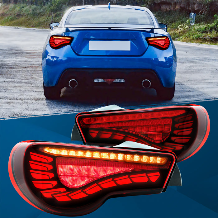 PENSUN Red LED Tail Lights Assembly Rear Lamps Fit For 2012-2020 Toyota 86/2013-2020 Subaru BRZ / 2013-2020 Scion FRS With Running Lights and Sequential Turn Signal Lights