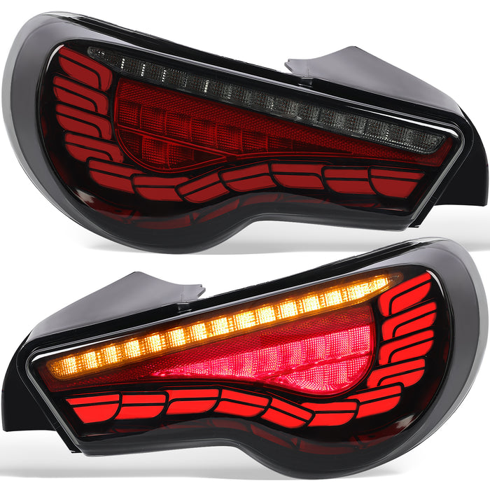 PENSUN LED Tail Lights Assembly Fit For 2012-2020 Toyota 86 2013-2020 Subaru BRZ Scion FRS Rear Lamps With Running Lights and Sequential Turn Signal Lights / Smoked Color