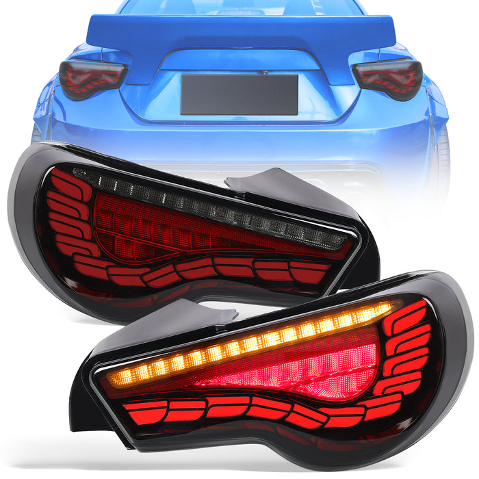 PENSUN LED Tail Lights Assembly Fit For 2012-2020 Toyota 86 2013-2020 Subaru BRZ Scion FRS Rear Lamps With Running Lights and Sequential Turn Signal Lights / Smoked Color