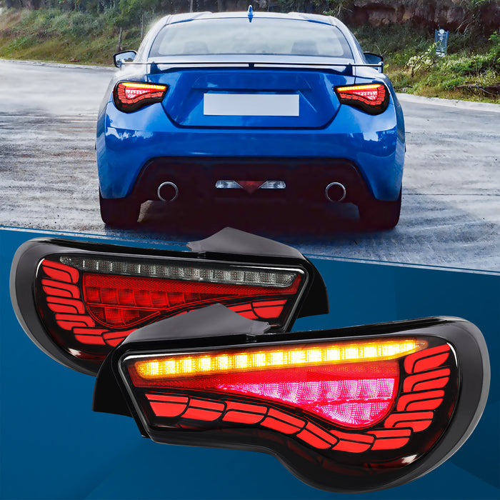 PENSUN LED Tail Lights Assembly Fit For 2012-2020 Toyota 86 2013-2020 Subaru BRZ Scion FRS Rear Lamps With Running Lights and Sequential Turn Signal Lights / Smoked Color