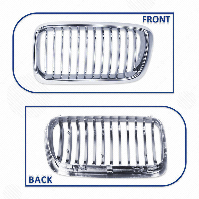 PENSUN Front Kidney Grille Grill For 1998-2001 BMW E38 7 Series Sedan 4D 740i 740iL 750iL / Chrome