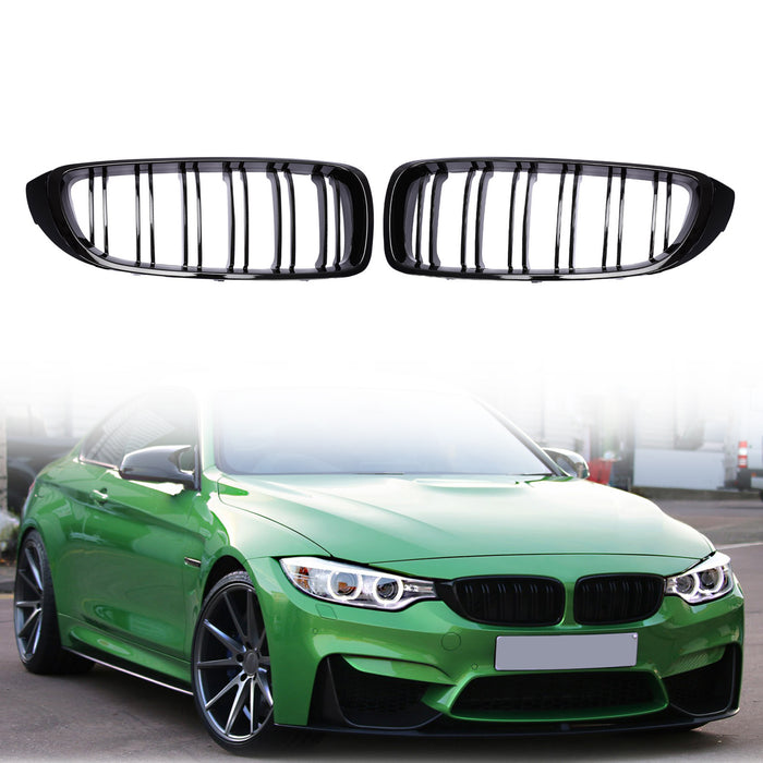 PENSUN Kidney Grilles Grill For BMW 4 Series F32 F33 F36 F82 F80 Double Slat / Gloss Black