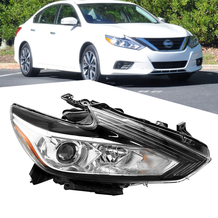 PENSUN Headlights Assembly Fit for 2016 2017 2018 Nissan Altima Replacement Headlamp Chrome Housing