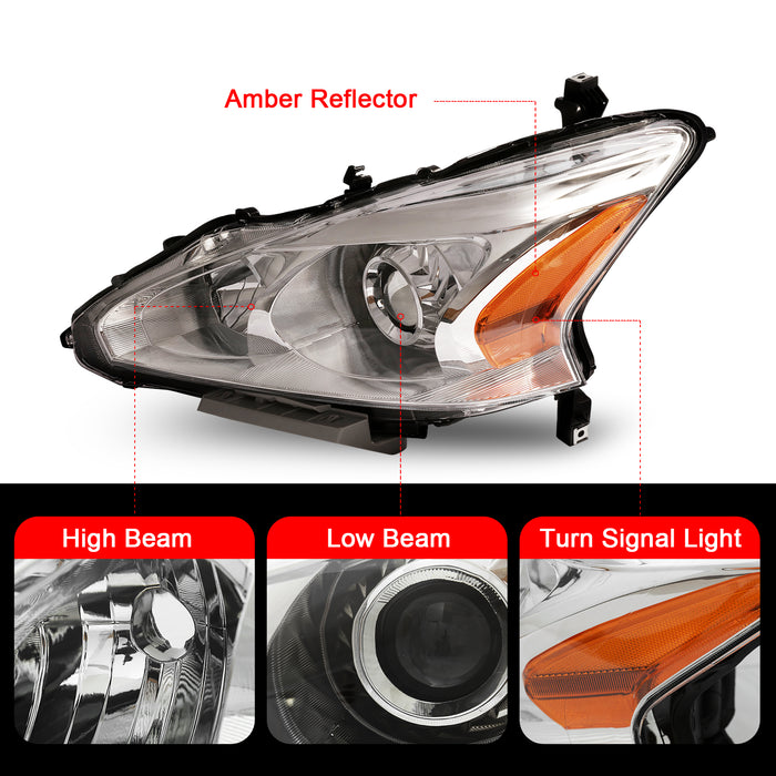 PENSUN Headlights Assembly Head Lamps Fit for 2013 2014 2015 Nissan Altima Sedan