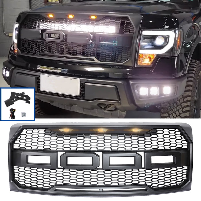 PENSUN Upper Hood Grill Raptor Style Grille Fit For2009-2014 Ford F150 F-150