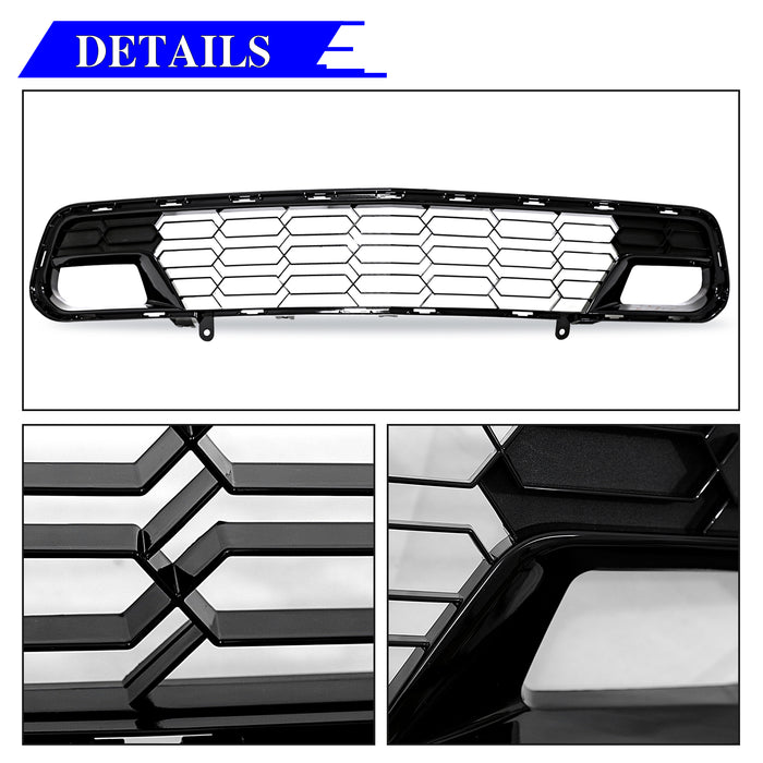 PENSUN Z06 Style Front Grill Grille Fit for 2014-2019 Chevrolet Corvette C7 All Models W/O Front Camera, Painted Gloss Black