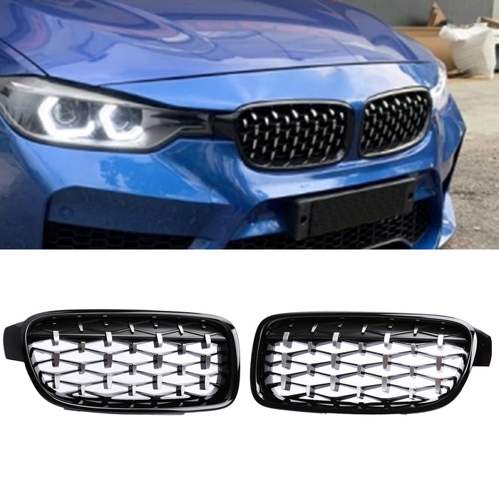 PENSUN Front Kidney ABS Grill Grille Guards For 2012-2018 BMW 3-Series F30 F31 F35 328i 335i / Glossy Black